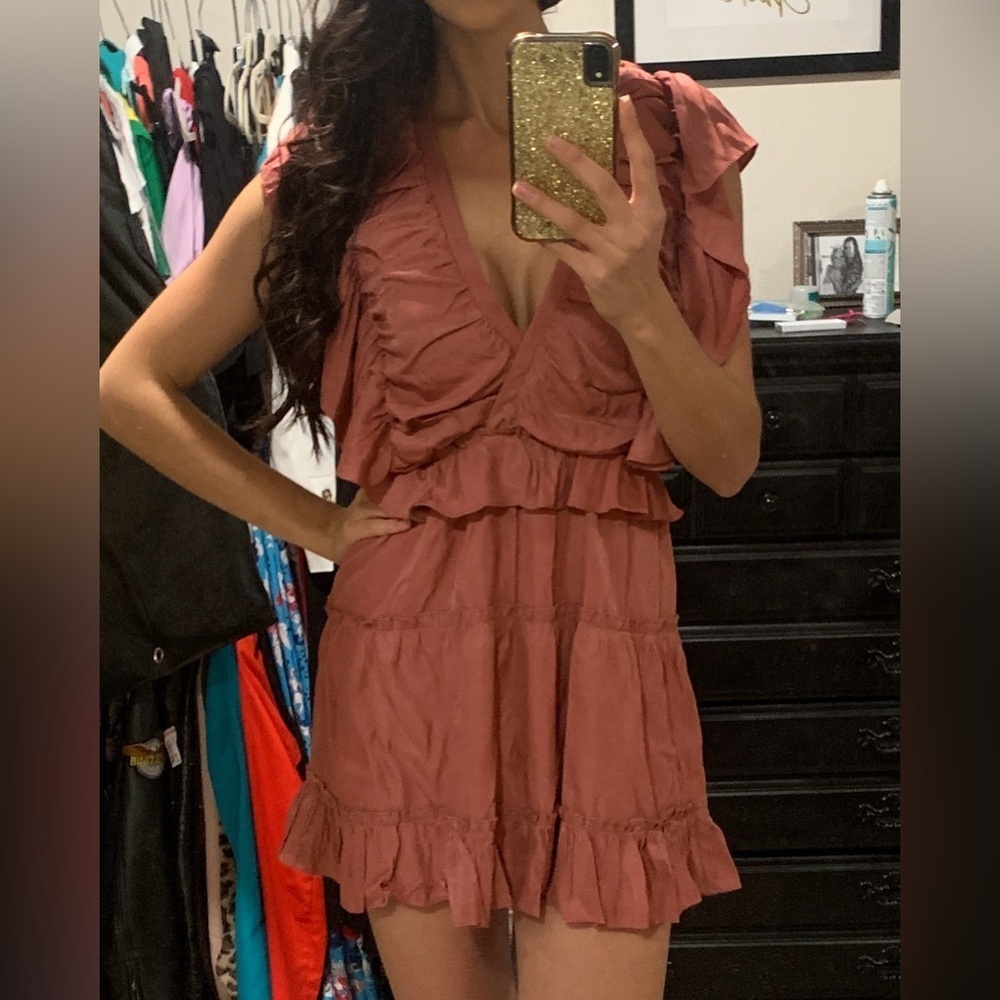 Mauve Ruffle Minidress Size S - Picture 2 of 5
